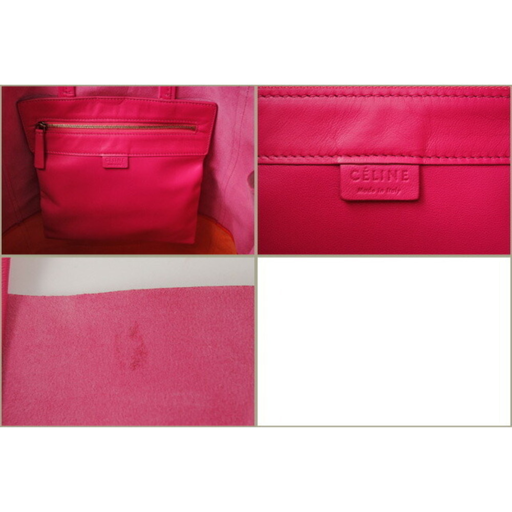 Celine Bi Cabas Tote Bag Hibiscus Orange Calfskin great - Picture 6 of 7
